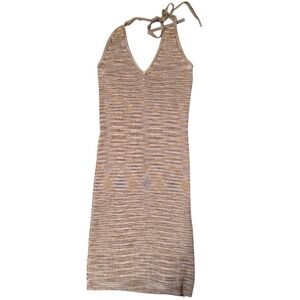 Wild Fable Womens Tan Brown Knit Halter Sundress Sleeveless Stretch Bodycon XS‎